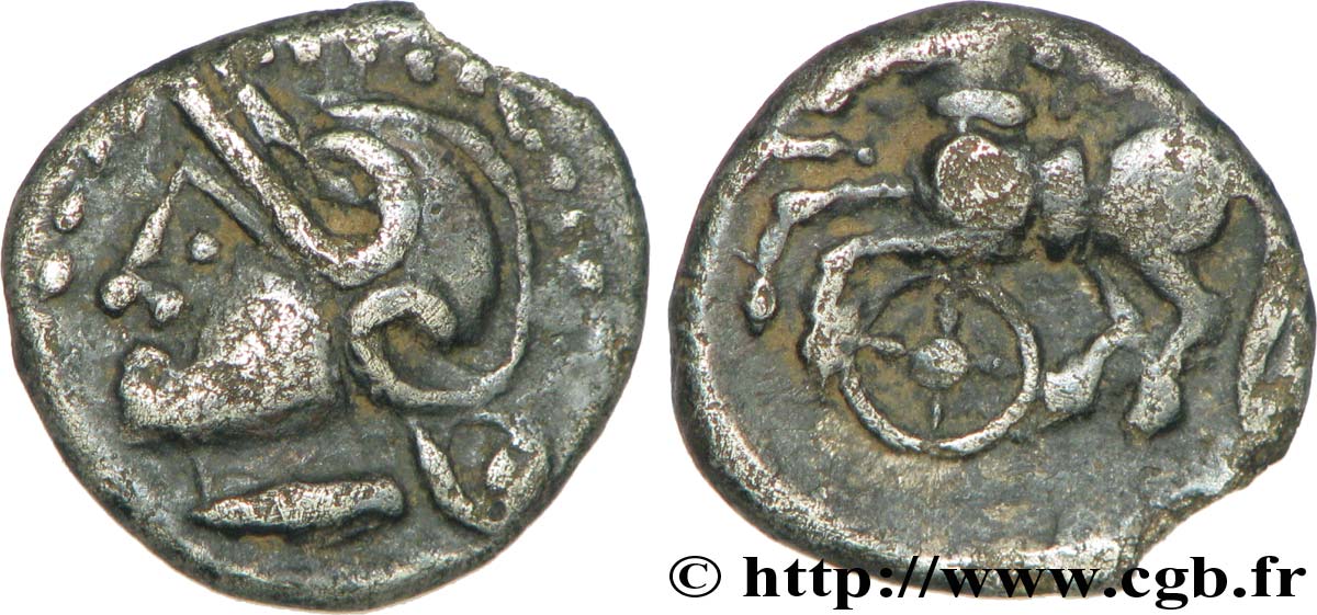 GALLIA BELGICA LINGONES (Regione di Langres) Denier KALETEDOY, stylisé XF