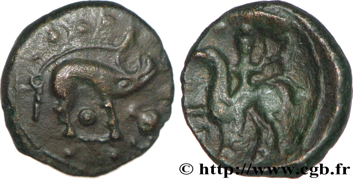 GALLIA BELGICA - AMBIANI (Regione di Amiens) Bronze au sanglier et au cavalier XF