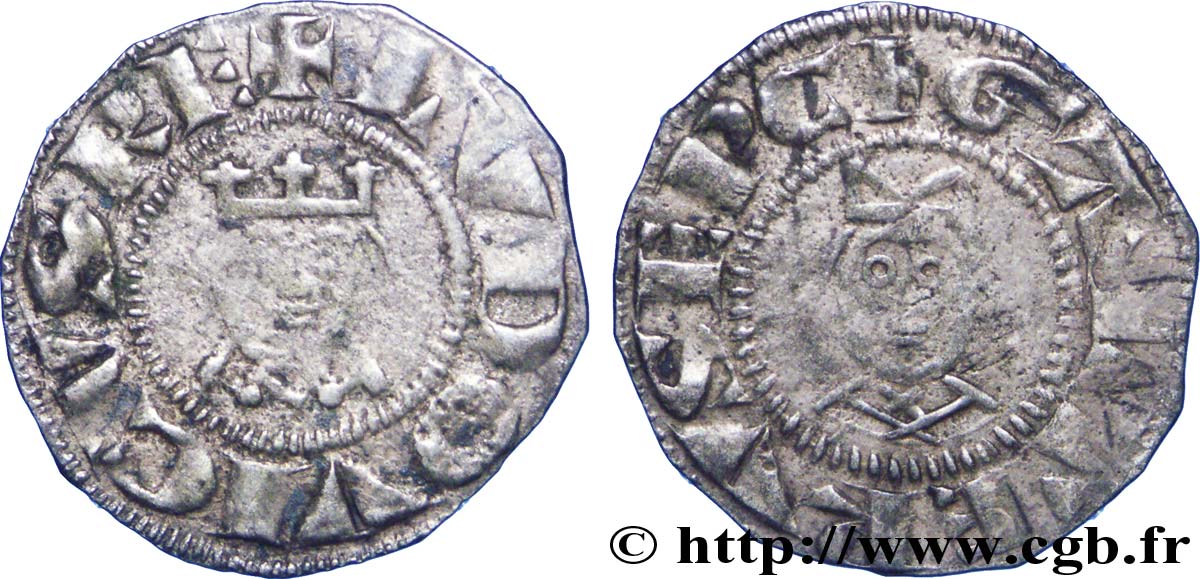 LOUIS VII LE JEUNE Denier c. 1151-1174 Laon TTB