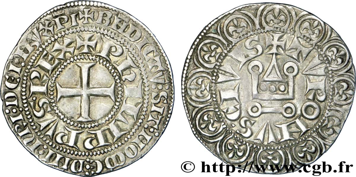 PHILIP III  THE BOLD  AND PHILIP IV  THE FAIR  Gros tournois à l O rond c. 1285-1290  AU