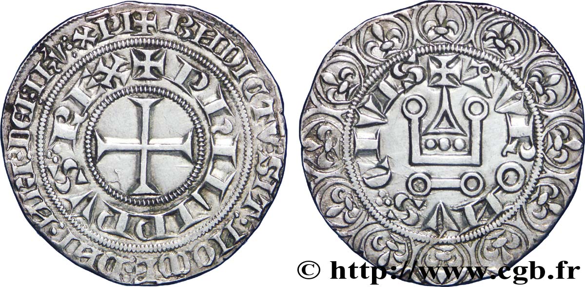 PHILIPPE III LE HARDI ET PHILIPPE IV LE BEL - MONNAYAGE COMMUN (à partir de 1280) Gros tournois à l O rond c. 1305  SUP