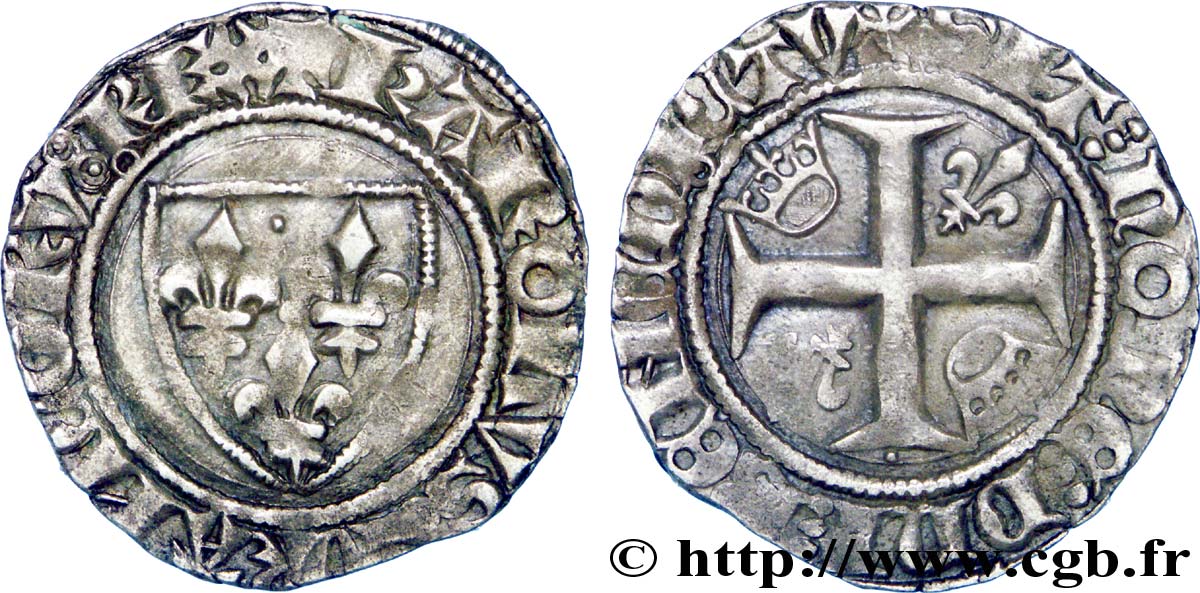 CHARLES VI  THE MAD  OR  THE WELL-BELOVED  Blanc dit  guénar  n.d. Tournai SS/fSS