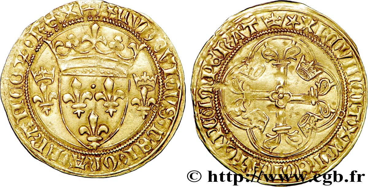 LOUIS XI THE  PRUDENT  Écu d or à la couronne ou écu neuf 31/12/1461 La Rochelle MBC+