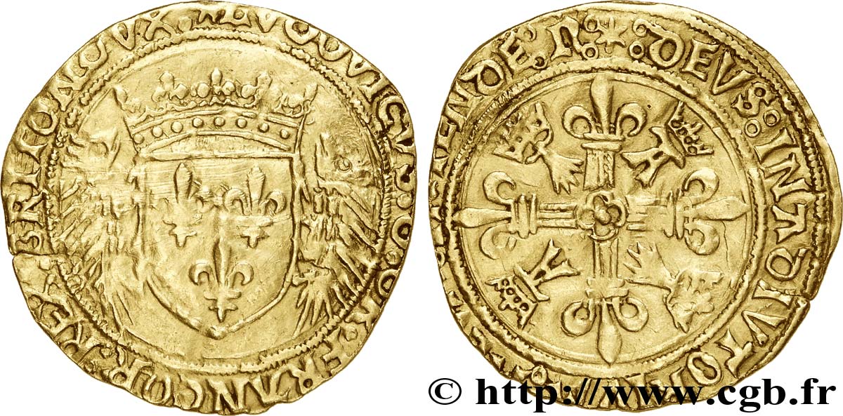 LOUIS XII, FATHER OF THE PEOPLE Écu d&nbsp;or aux porcs-épics de Bretagne, 1er type 19/11/1507 Nantes XF/AU