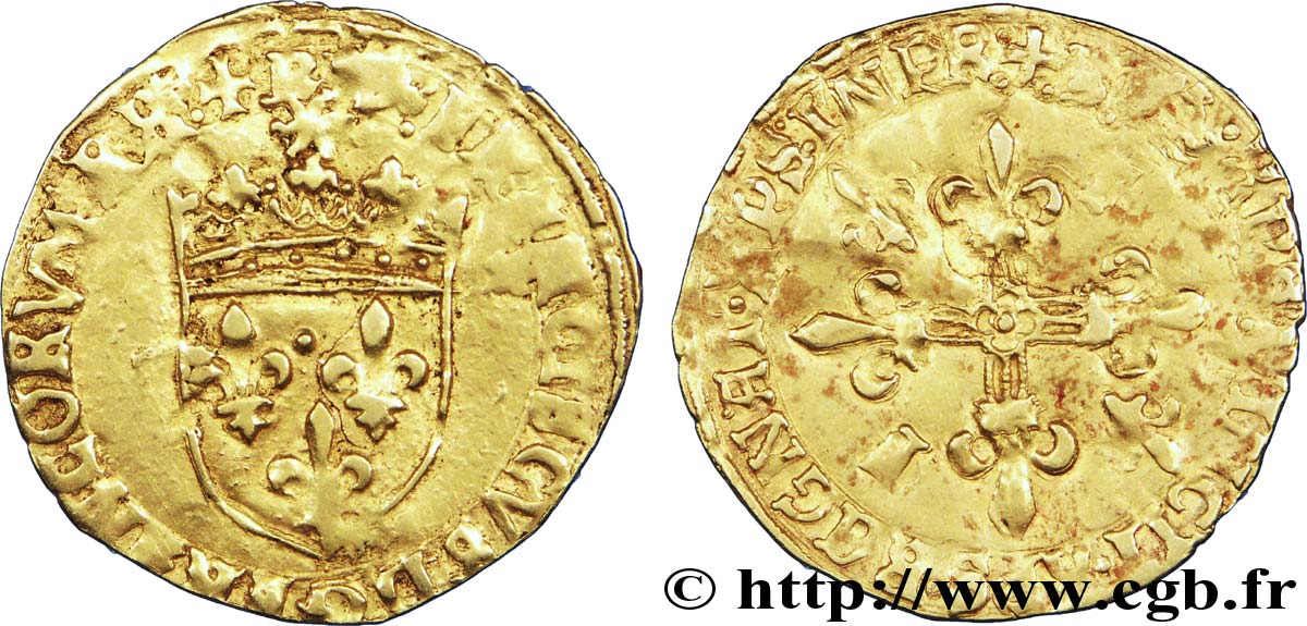 FRANÇOIS IER LE RESTAURATEUR DES LETTRES Écu d or au soleil, 5e type 21/07/1519 Bayonne TB+