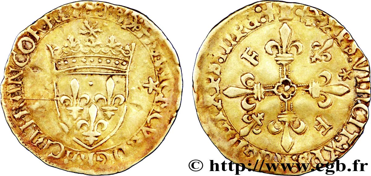 FRANCOIS I Écu d or au soleil, 5e type 21/07/1519 Bayonne BB