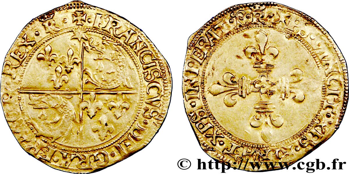 FRANCOIS I Écu d or au soleil du Dauphiné, 1er type 21/07/1519 Romans fVZ