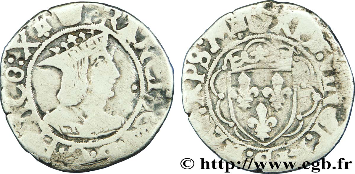 FRANÇOIS IER LE RESTAURATEUR DES LETTRES Demi-teston, 4e type n.d. Tours TB