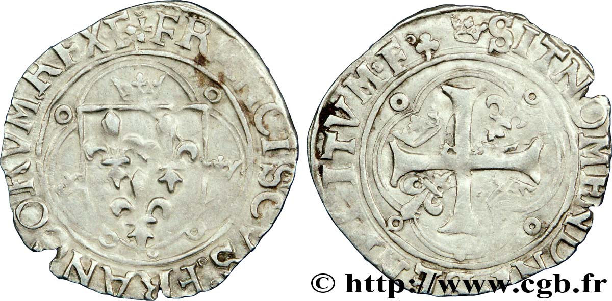 FRANCIS I Grand blanc à la couronne, 1er type 23/01/1515 Lyon XF