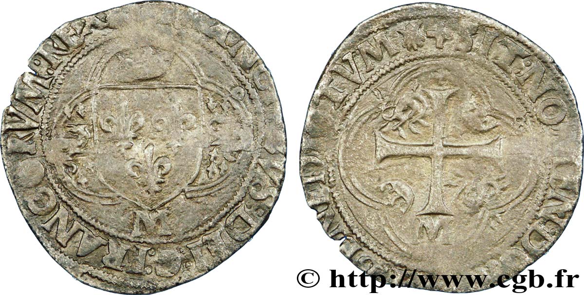 FRANCIS I Douzain aux salamandres, 5e type n.d. Toulouse VF