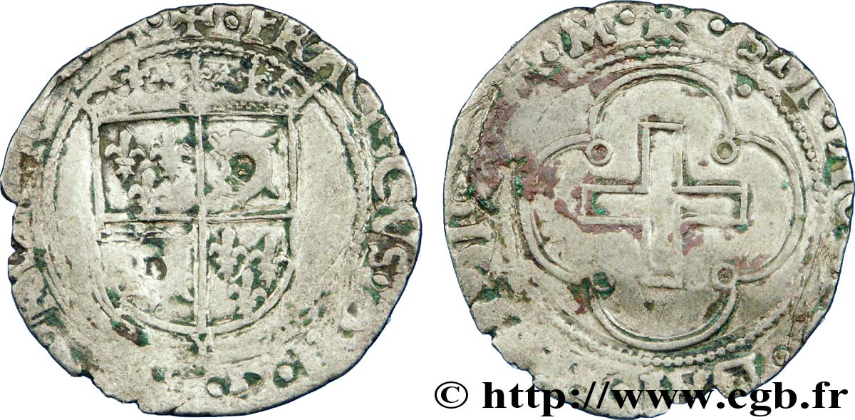 FRANÇOIS IER LE RESTAURATEUR DES LETTRES Douzain à la croisette du Dauphiné, 2e type, sans polylobe au droit n.d. Romans TB