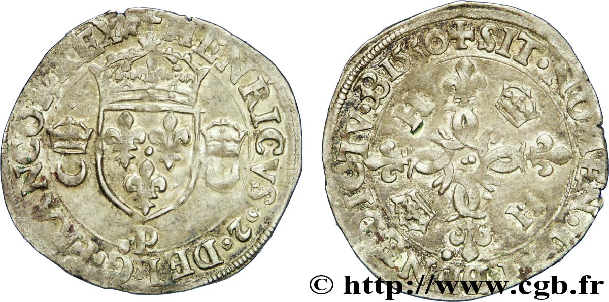 HENRI II Douzain aux croissants 1550 Dijon TTB+