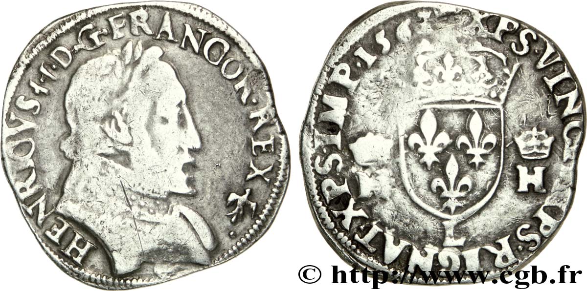 CHARLES IX. MONNAYAGE AU NOM DE HENRI II Teston au buste lauré, 2e type 1561 Bayonne TB+