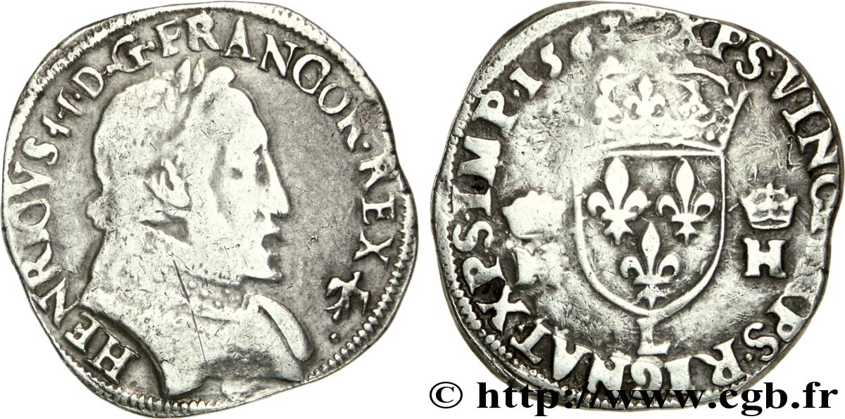 CHARLES IX. COINAGE AT THE NAME OF HENRY II Teston au buste lauré, 2e type 1561 Bayonne q.BB