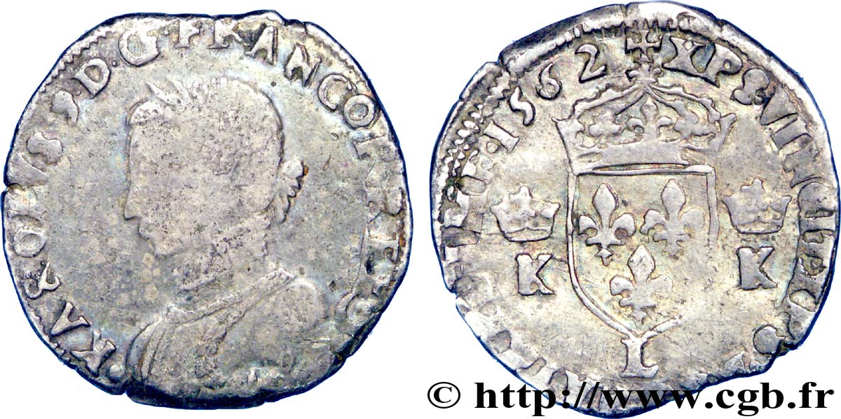 CHARLES IX Demi-teston, 4e type 1562 Bayonne BC/BC+