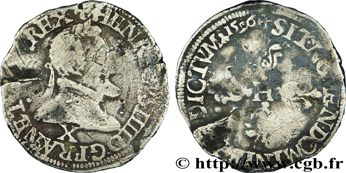 HENRY IV Demi-franc, type d Amiens 1596 Amiens RC+