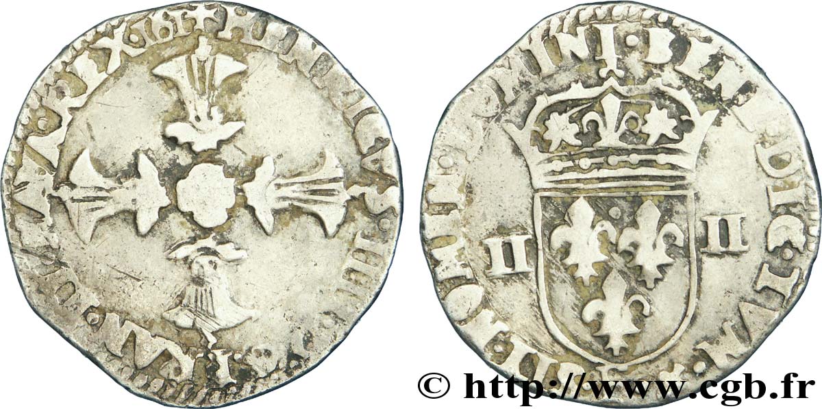 HENRI IV LE GRAND Quart d écu, croix feuillue de face (faux d’époque) 161[...]  TB