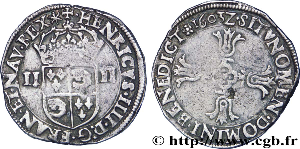 HENRY IV Quart d écu du Dauphiné 1603 Grenoble MBC