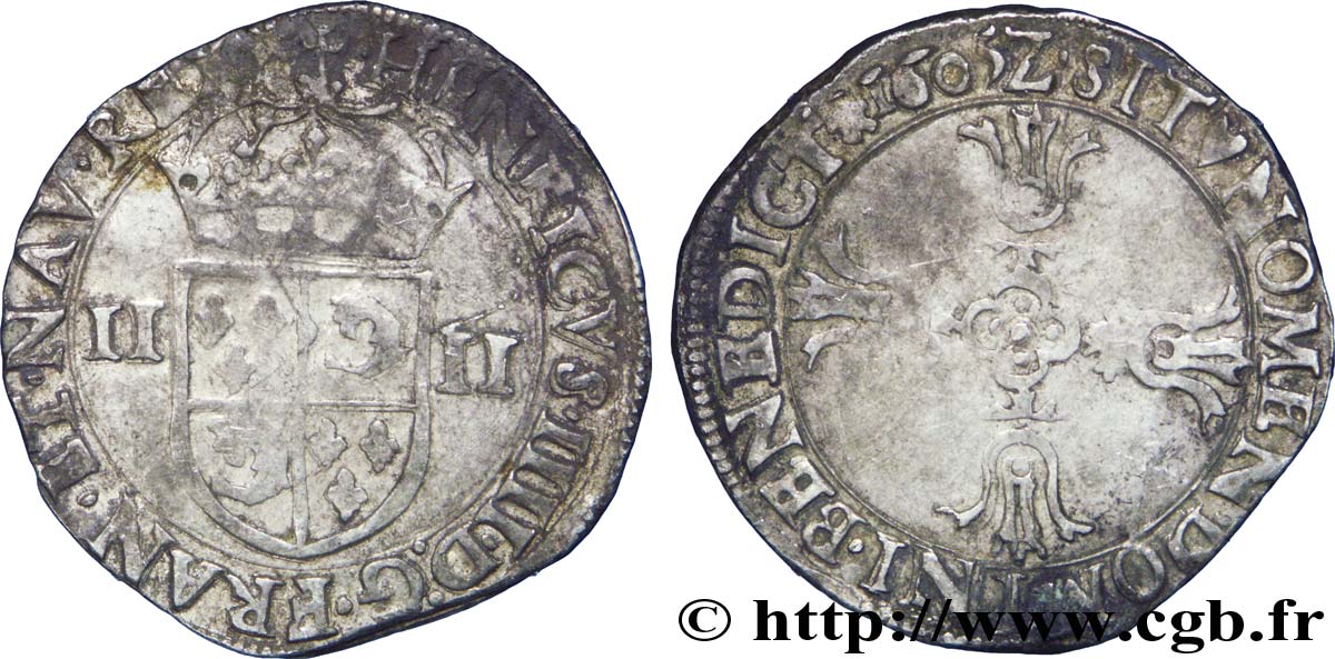 HENRY IV Quart d écu du Dauphiné 1605 Grenoble BB