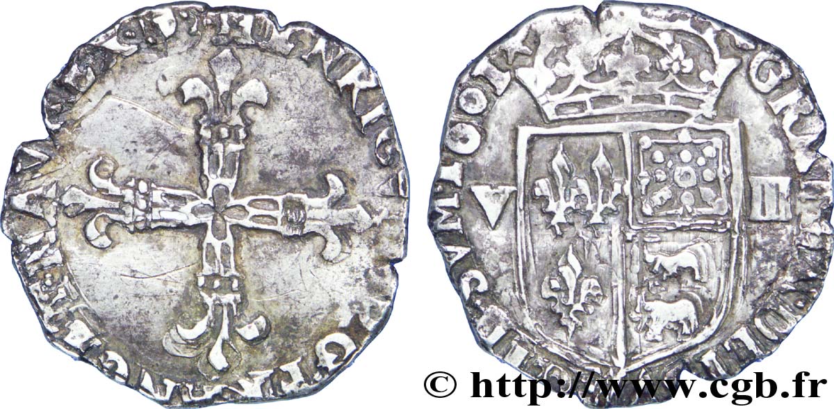 HENRY IV Huitième d écu de Béarn 1601 Morlaàs q.BB