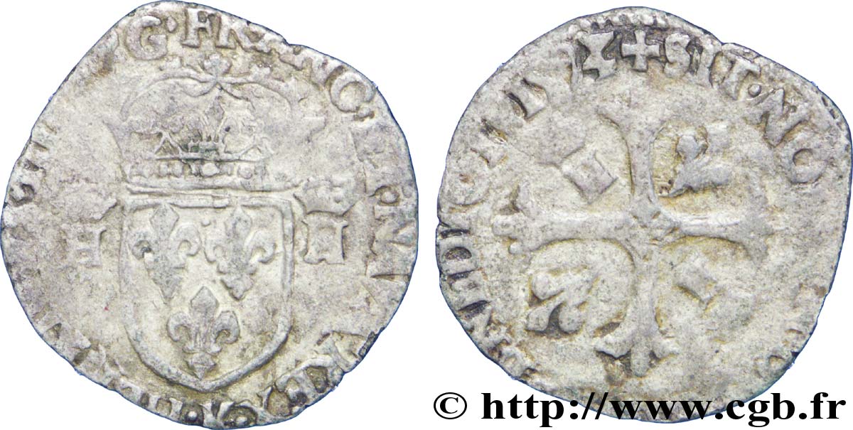 HENRY IV Douzain aux deux H couronnées, 1er type 1593 Bordeaux BC+/BC
