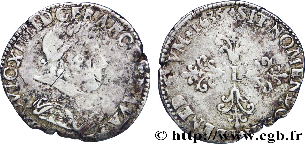 LOUIS XIII  Demi-franc, 10e type 1635 Toulouse S