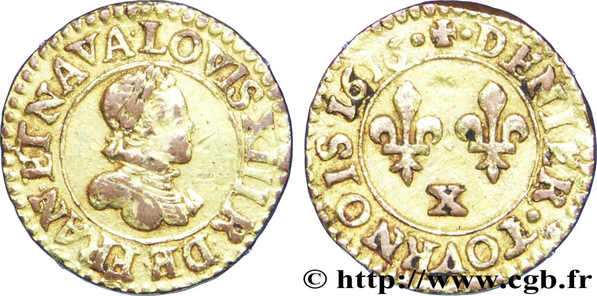 LOUIS XIII  Denier tournois 1616 Amiens fSS