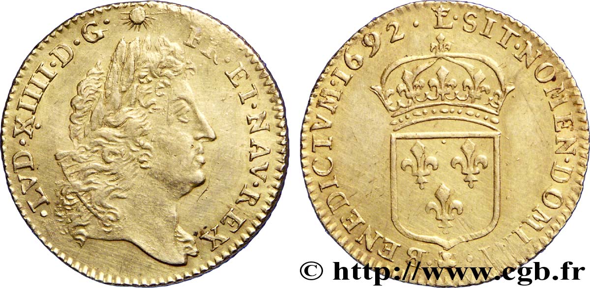LOUIS XIV  THE SUN KING  Louis d or à l écu 1692 Lille AU