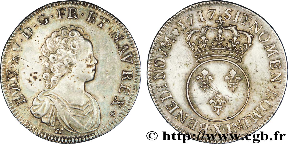 LOUIS XV DIT LE BIEN AIMÉ Quart d&nbsp;écu dit &nbsp;vertugadin&nbsp; 1717 Amiens TTB+