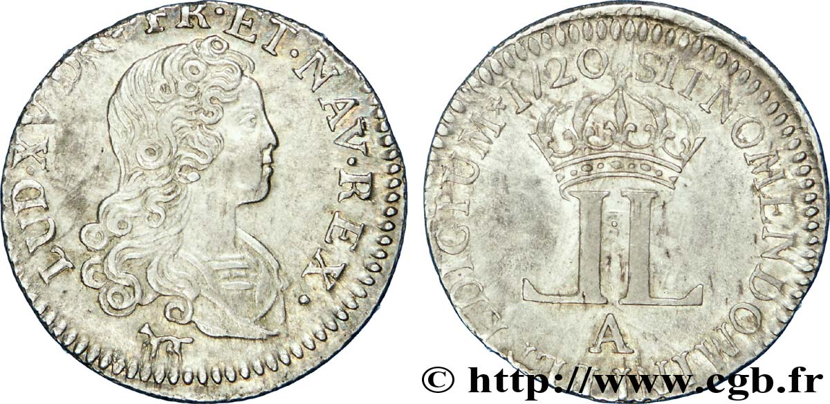 LOUIS XV DIT LE BIEN AIMÉ Livre d&nbsp;argent dite &nbsp;de la Compagnie des Indes&nbsp; 1720 Paris TTB+/SUP