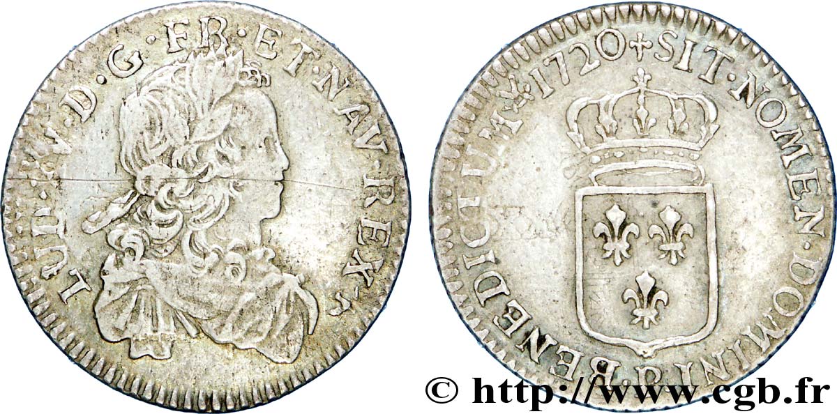 LOUIS XV DIT LE BIEN AIMÉ Sixième d&nbsp;écu de France n.d. Dijon TB+/TTB