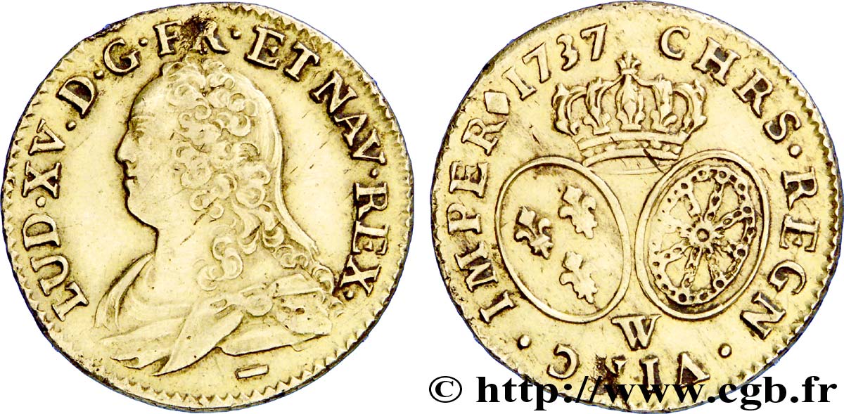 LOUIS XV DIT LE BIEN AIMÉ Louis d or aux écus ovales, buste habillé 1737 Lille SPL