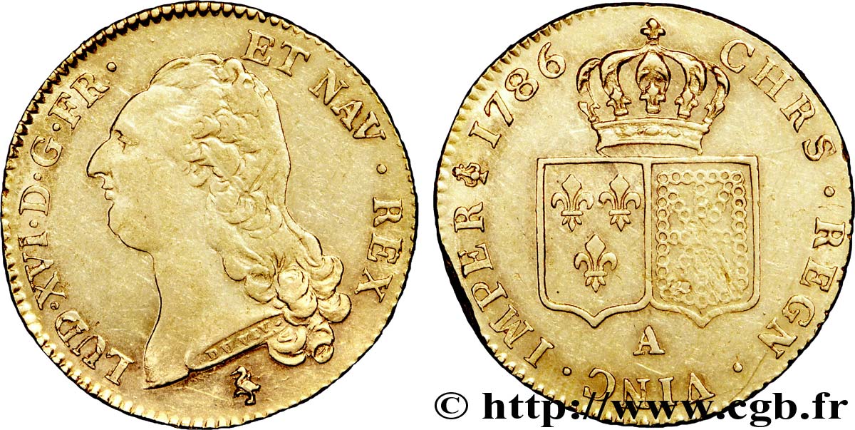 LOUIS XVI Double louis d’or aux écus accolés 1786 Paris q.SPL/SPL