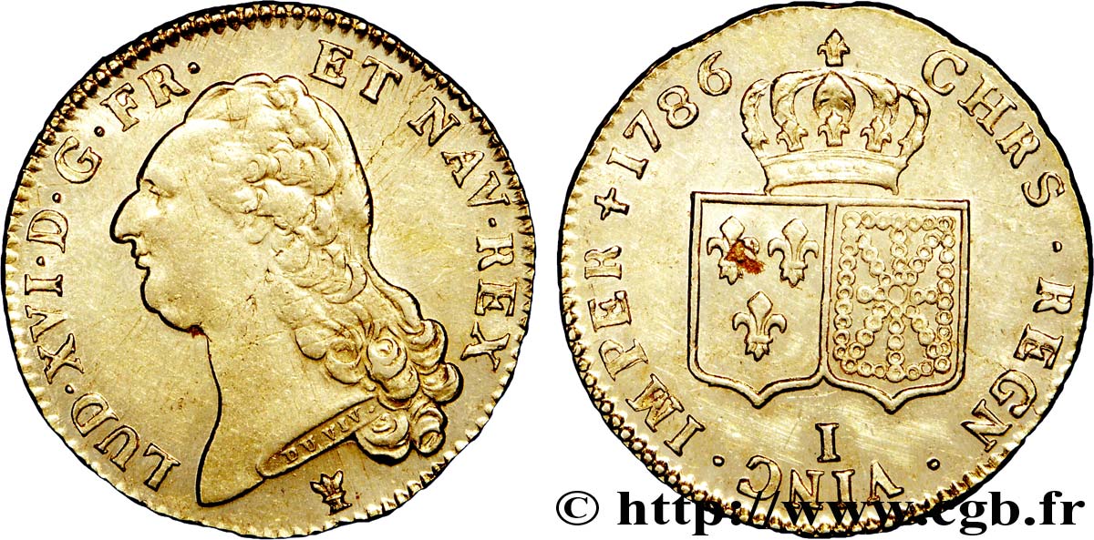 LOUIS XVI Double louis d’or aux écus accolés 1786 Limoges AU/AU