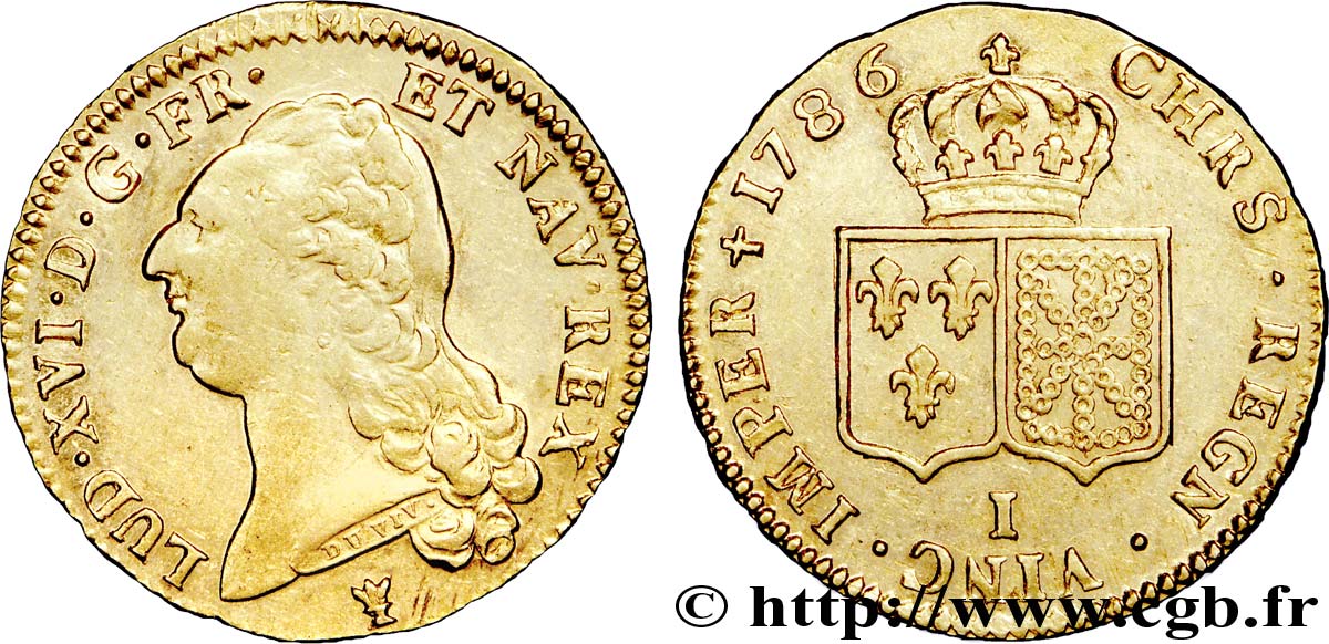 LOUIS XVI Double louis d’or aux écus accolés 1786 Limoges AU