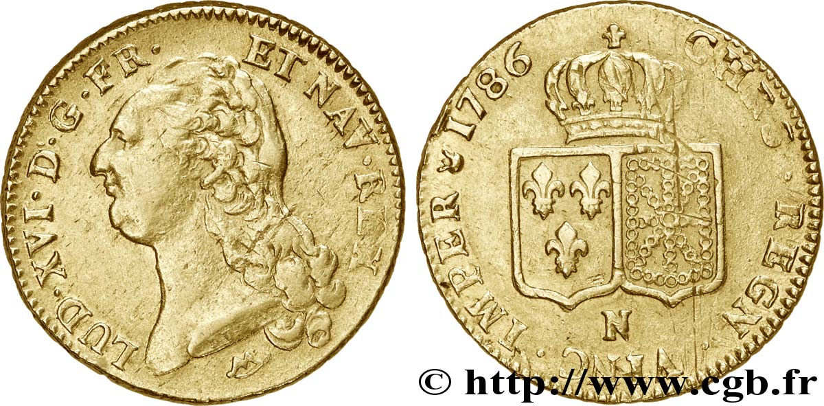 LOUIS XVI Double louis d’or aux écus accolés 1786 Montpellier TTB