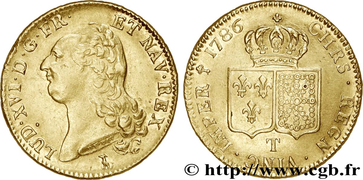LOUIS XVI Double louis d’or aux écus accolés 1786 Nantes TTB/TTB+