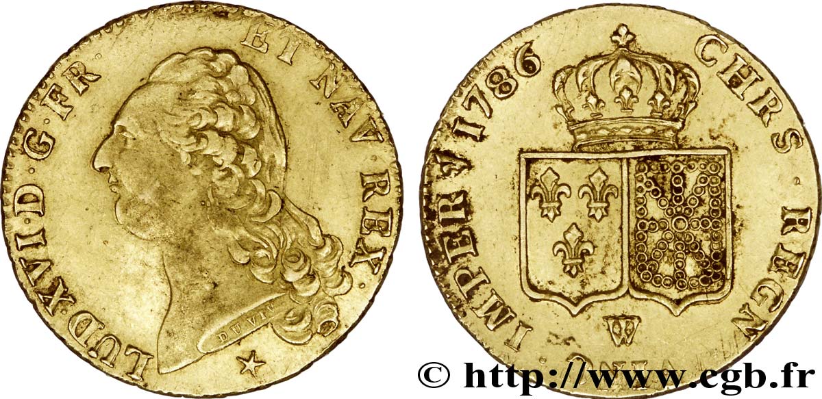 LOUIS XVI Double louis d’or aux écus accolés 1786 Lille XF/AU