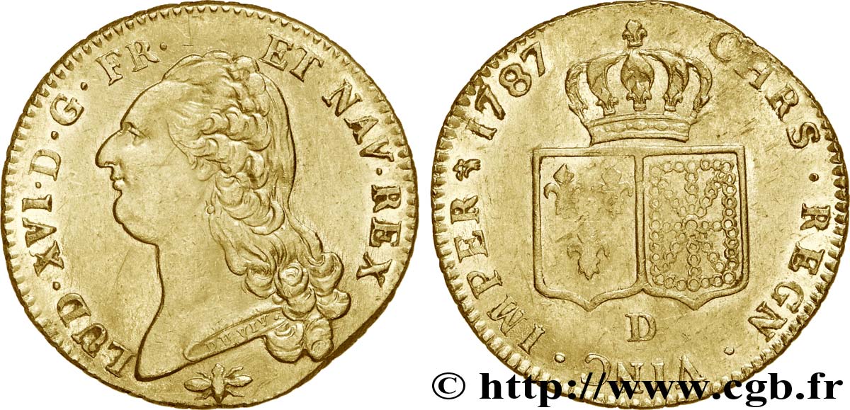 LOUIS XVI Double louis d’or aux écus accolés 1787 Lyon EBC