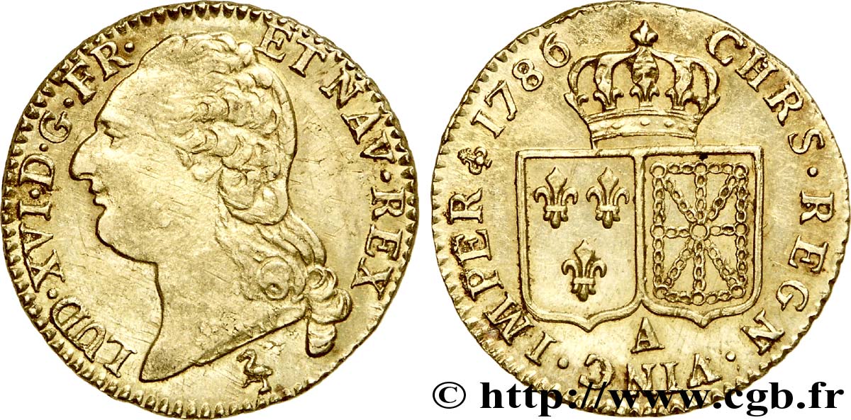 LOUIS XVI Louis d or aux écus accolés 1786 Paris MBC+/EBC