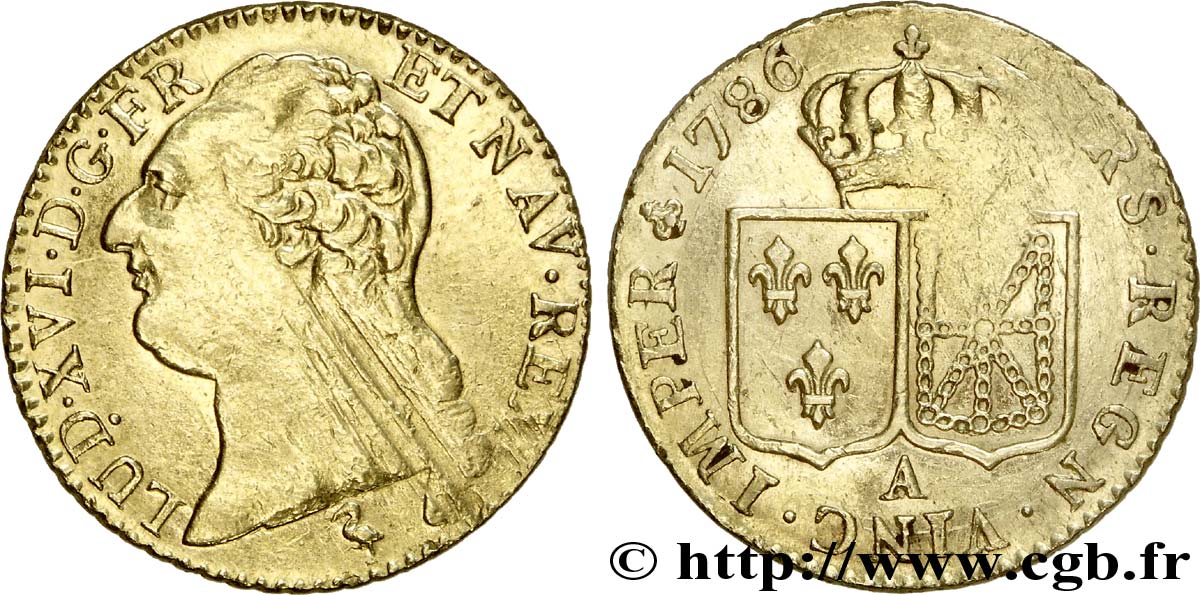 LOUIS XVI Louis d or aux écus accolés 1786 Paris fSS