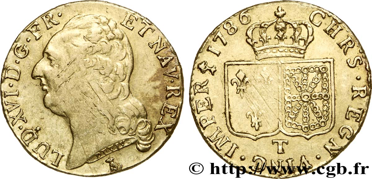 LOUIS XVI Louis d or aux écus accolés 1786 Nantes VF/XF