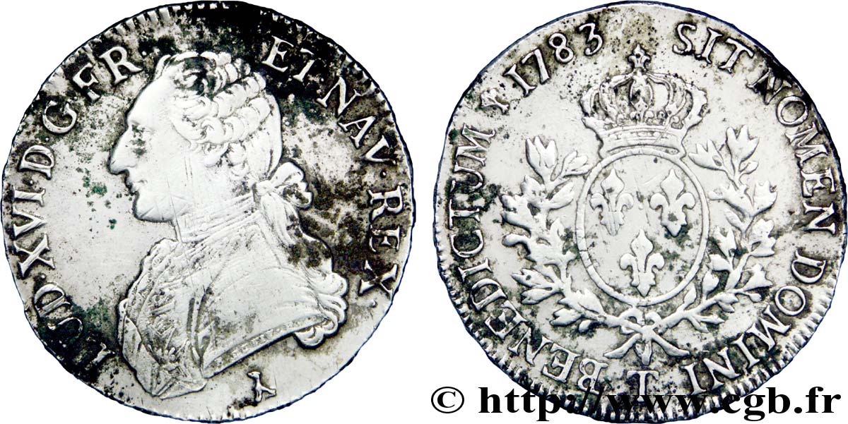 LOUIS XVI Écu dit  aux branches d olivier  1783 Nantes XF/AU