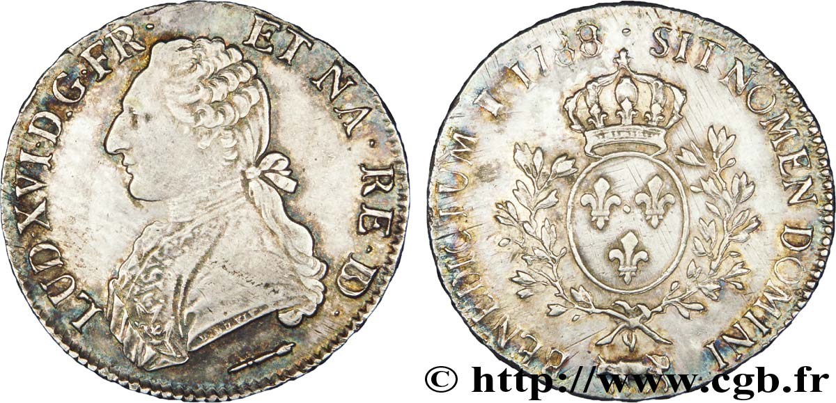 LOUIS XVI Écu dit &nbsp;aux branches d&nbsp;olivier de Béarn&nbsp; 1788 Pau XF/AU