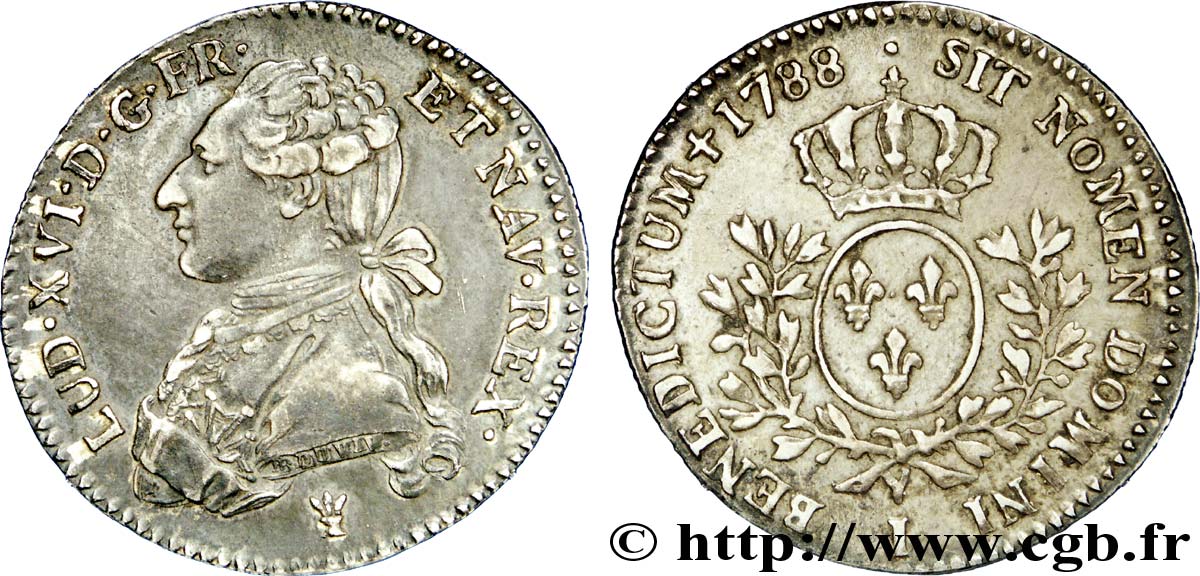 LOUIS XVI Cinquième d écu dit  aux branches d olivier  1788 Limoges fVZ