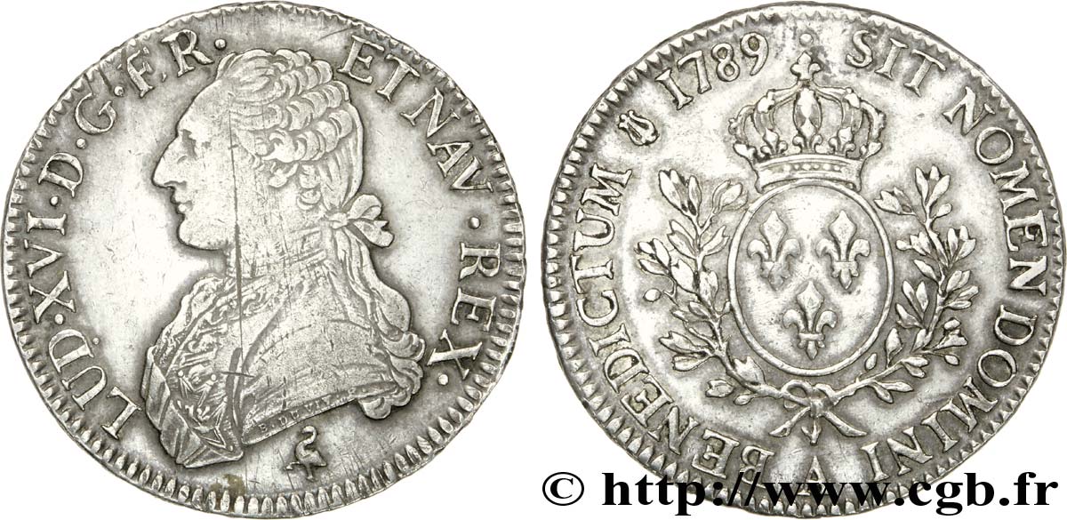 LOUIS XVI Écu dit  aux branches d olivier  1789 Paris TTB/SUP