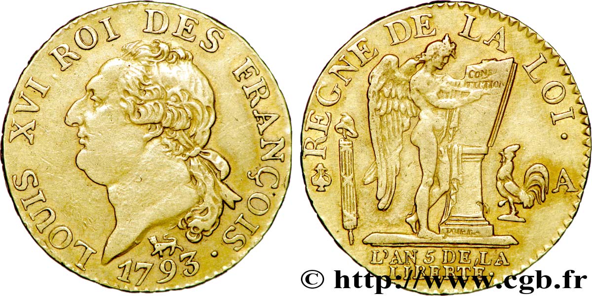 LOUIS XVI Louis d’or au génie 1793 Paris q.SPL/BB