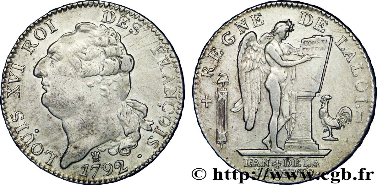 LOUIS XVI (MONARQUE CONSTITUTIONNEL)  Écu dit  au génie , type FRANÇOIS 1792 Limoges TTB+