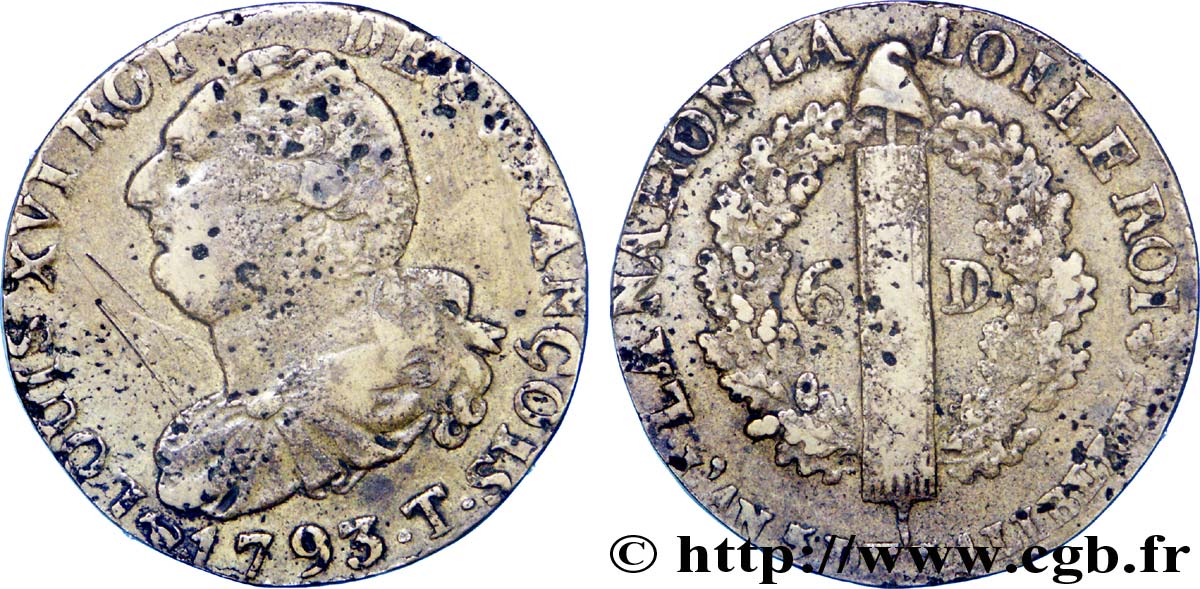 LA CONVENTION 6 deniers dit &nbsp;au faisceau&nbsp;, type FRANÇOIS 1793 Nantes TB+