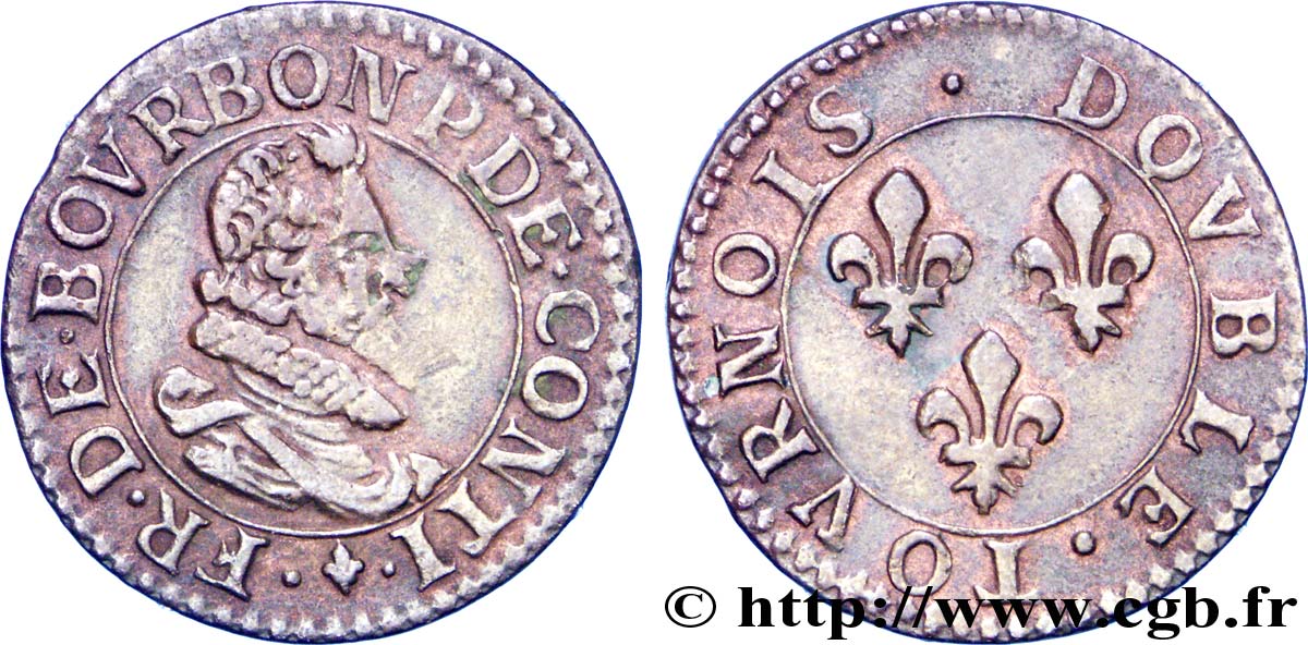 PRINCIPAUTÉ DE CHÂTEAU-REGNAULT - FRANÇOIS DE BOURBON-CONTI Double tournois, type 5 TTB+